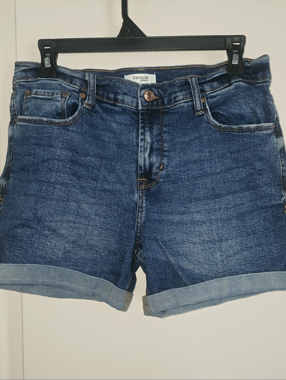 Kensie Jeans The Short Women's Blue Denim Cut-Off Shorts 5-Pocket Size 8 29W